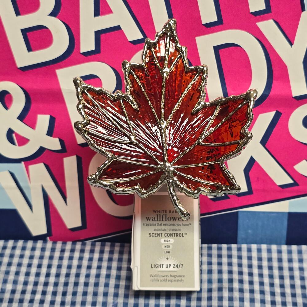 BBW Red Orangish Maple Autumn Leaf Wallflower Fragrance Plug In Home Decor